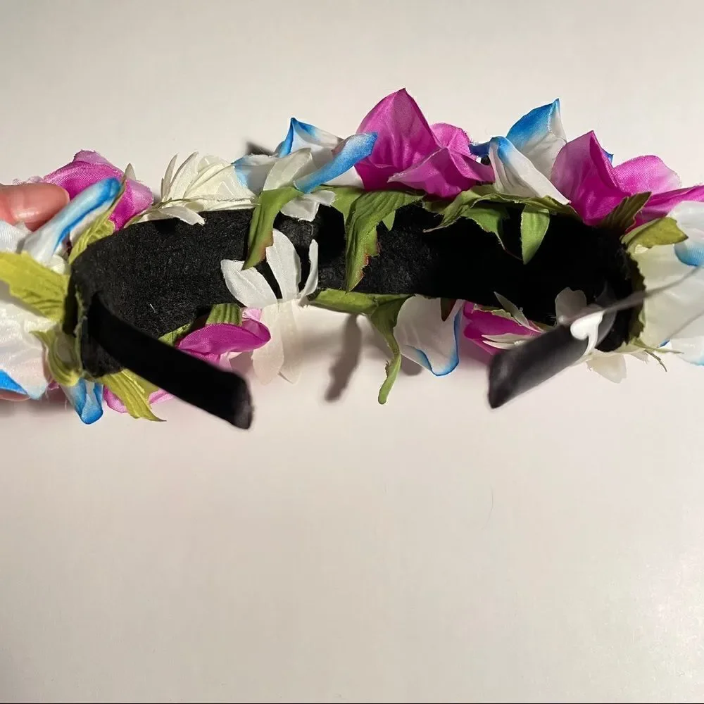 New Claire’s Floral Tiara pink white & blue flower